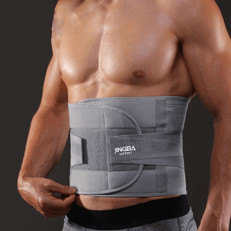 Unisex adjustable lumbar support belt provides effective back pain relief & spine stabilization.