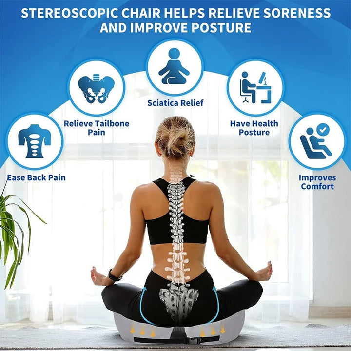Premium unisex memory foam seat cushion providing pressure relief & ergonomic support.