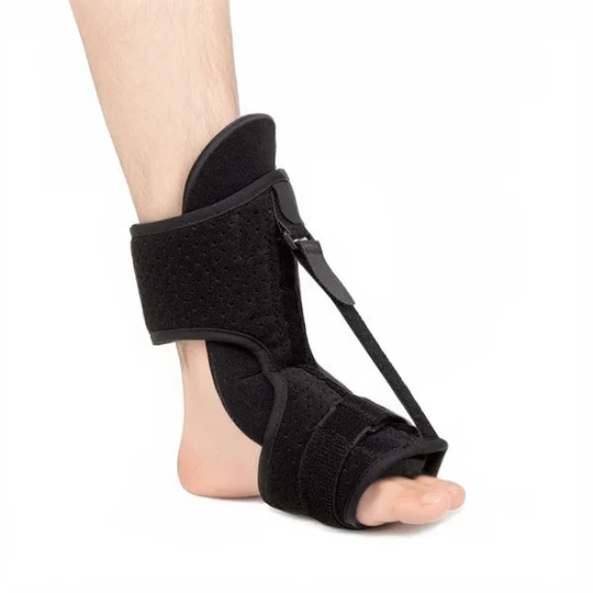 Neoprene night splint for foot pain relief. Dorsal splint aids Achilles tendonitis & plantar fasciitis with adjustable support.