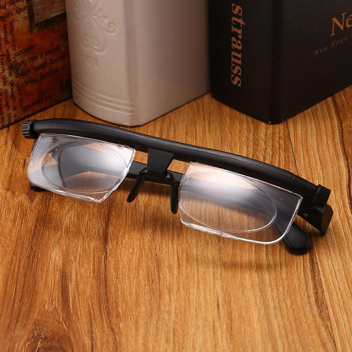 Unisex adjustable reading glasses with dual lenses for personalized vision correction and clear sight.