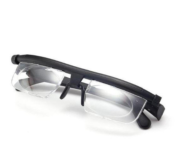Dual lens adjustable glasses correcting myopia & hyperopia, customizable vision for all needs.