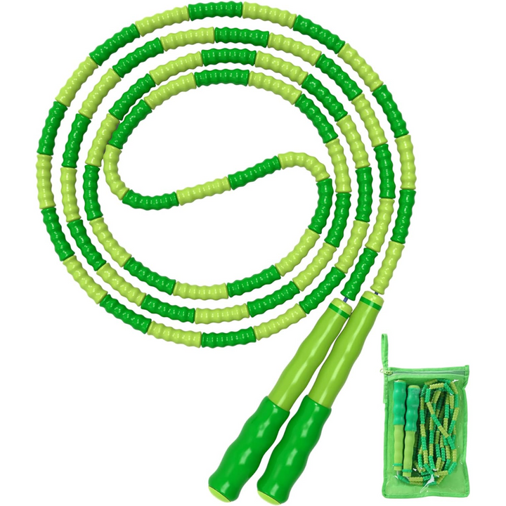 Beaded jump rope, tangle-free design for smooth cardio fitness. Adjustable length for men & women's endurance training.