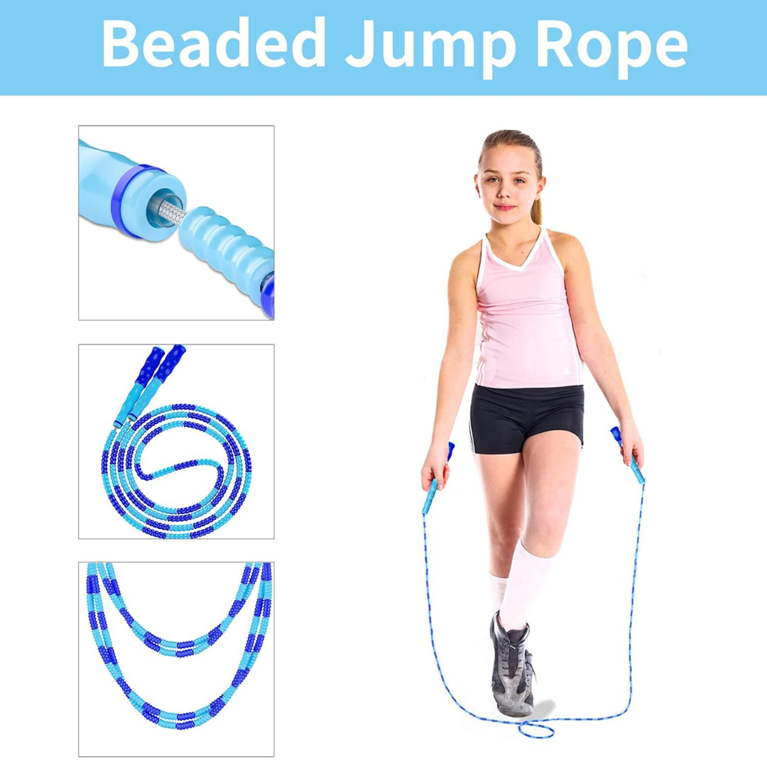 Achieve fitness goals with this unisex adjustable beaded jump rope. Tangle-free for efficient cardio & endurance workouts.
