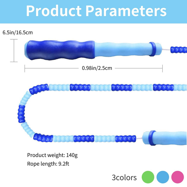Durable, adjustable beaded jump rope, tangle-free for unisex fitness & cardio workouts. Essential home exercise gear.