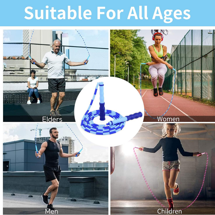 Versatile beaded jump rope, adjustable & tangle-free for unisex fitness. Great for cardio, exercise & home workout gear.