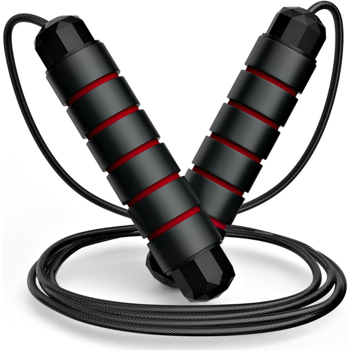 Unisex adjustable tangle-free jump rope for fitness and cardio workouts.