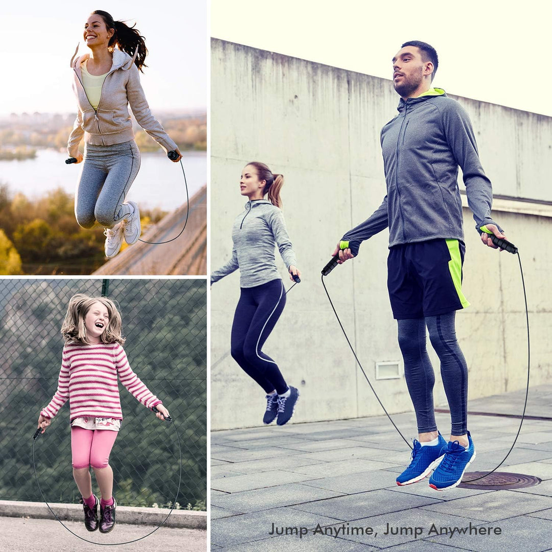 Durable, adjustable, and tangle-free skipping rope with foam handles for any fitness level.