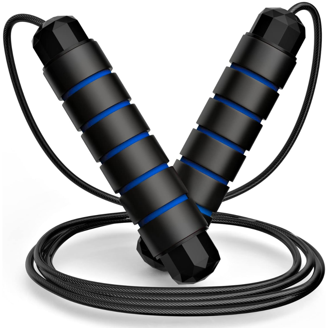 Durable tangle-free jump rope with comfortable foam handles for effective fitness workouts.