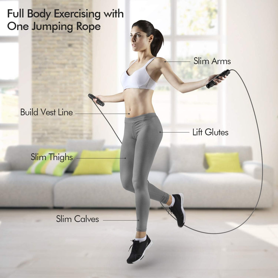 High-quality adjustable skipping rope with a tangle-free cable, ideal for intense fitness training.