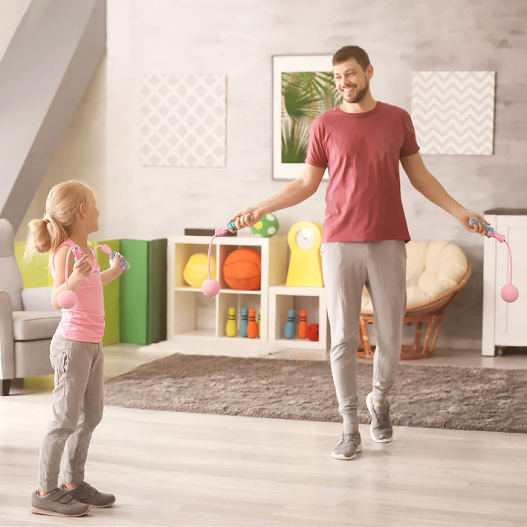 User performing cardio with a wireless weighted jump rope, ideal for home fitness.