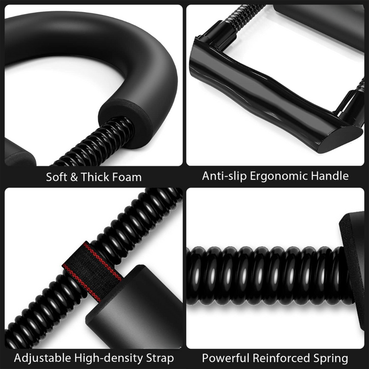 Ergonomic hand & grip strength trainer with adjustable resistance for sports training.