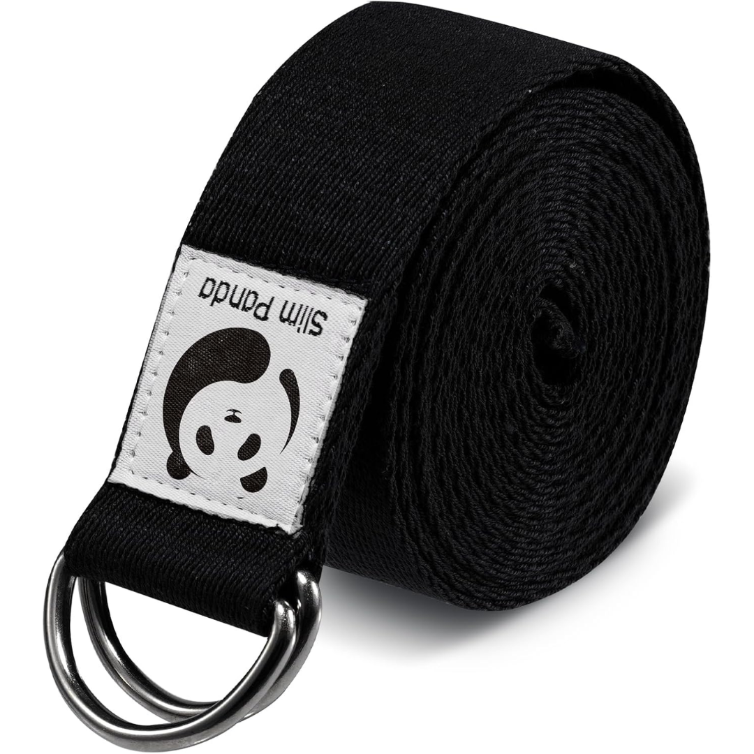 Long adjustable cotton yoga strap for deep stretching, core strength & muscle recovery.