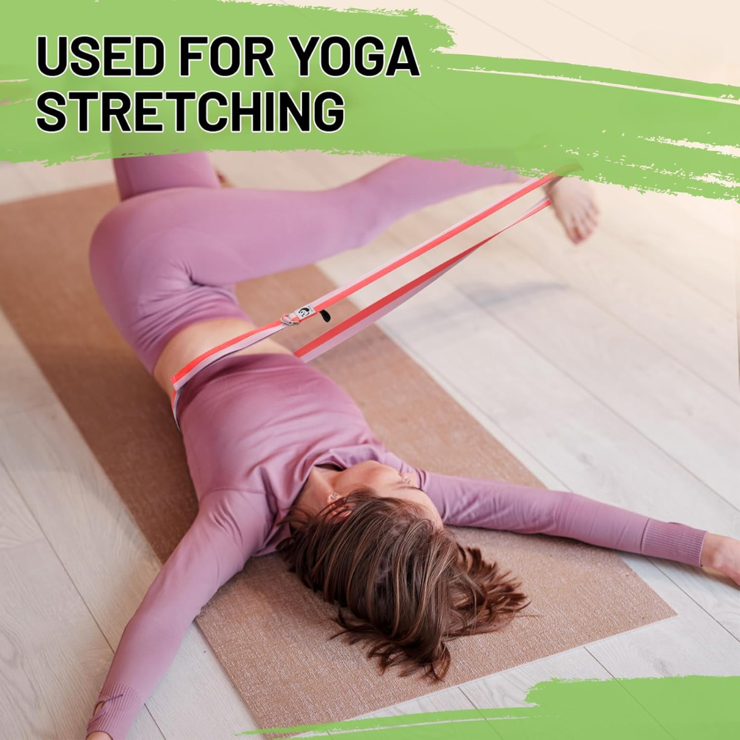 Workout equipment: adjustable yoga strap for enhanced stretches, flexibility training & recovery.
