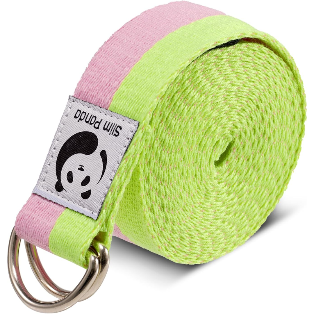 Pilates strap for improved stretching & muscle flexibility. Adjustable cotton exercise band.