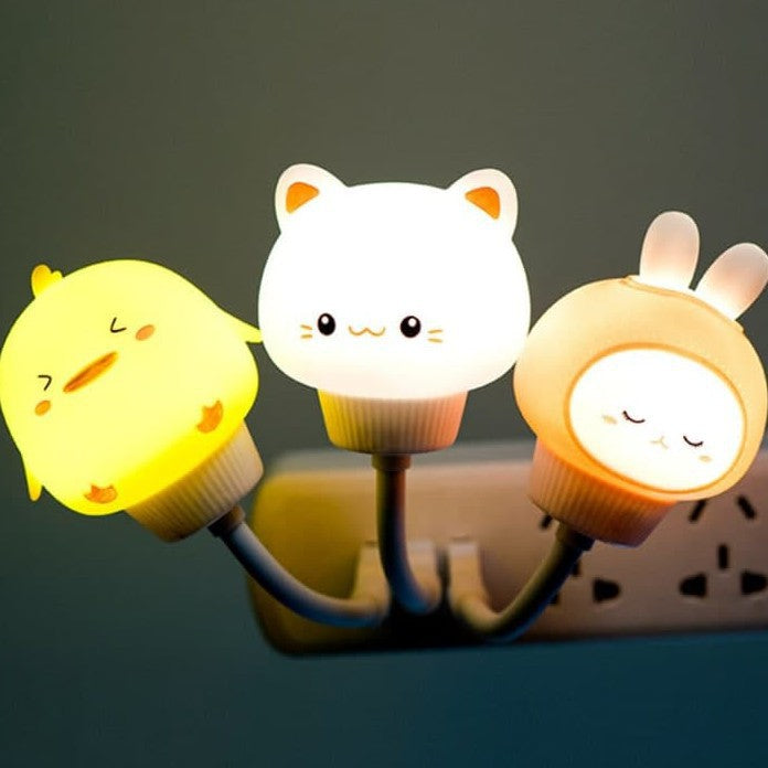 Unisex adorable LumiPals animal LED night light for kids room decor, USB powered with remote control