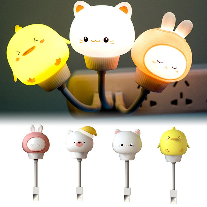 Playful animal LED bedside lamp with remote control, perfect safe night light for children's room