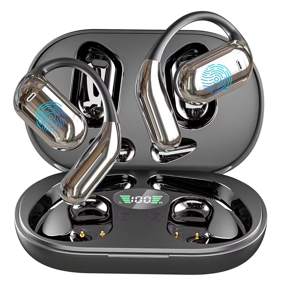 Unisex AI translator earbuds for real-time language translation, Bluetooth 5.3, and noise cancelling.