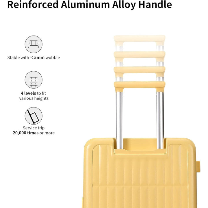 Modern design of 20-inch hardshell carry-on luggage, 3:7 split, sleek and airline-approved for stylish travel