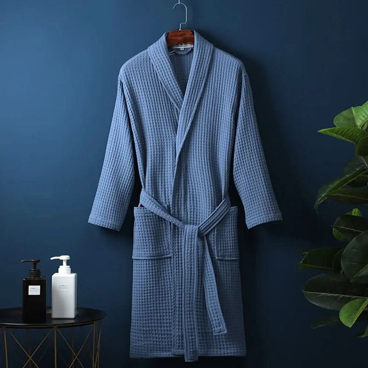 Luxurious unisex AirWeave waffle bathrobe, offering supreme comfort for bath and home relaxation.