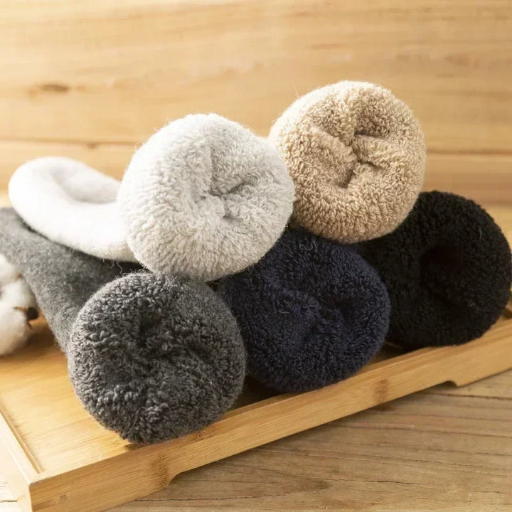 Close-up of soft, thermal Alpine Warm winter socks, offering cozy comfort for cold weather adventures & everyday wear.