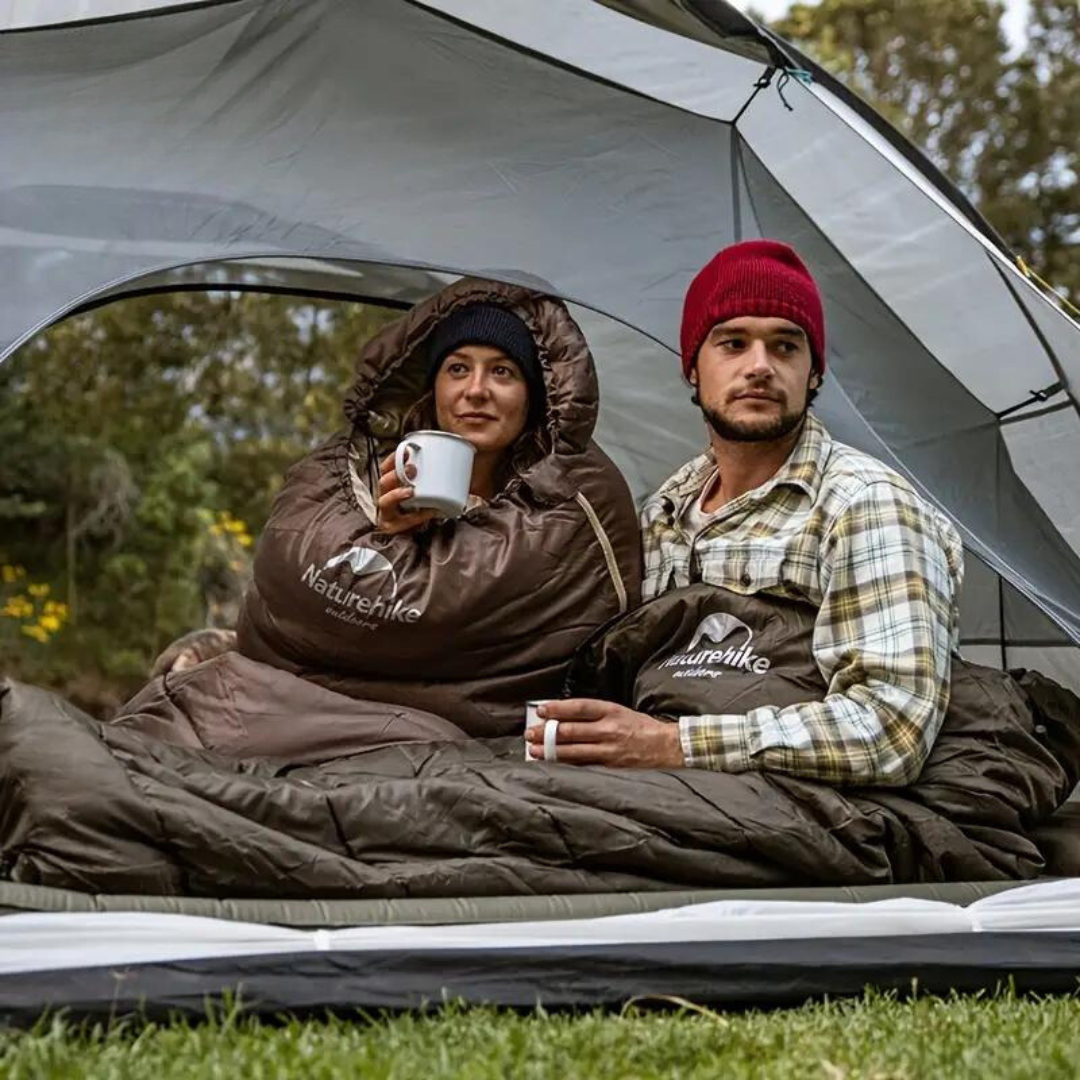 Detail of the comfortable hood on the AlpineTrail mummy sleeping bag, providing warmth for cold weather camping.