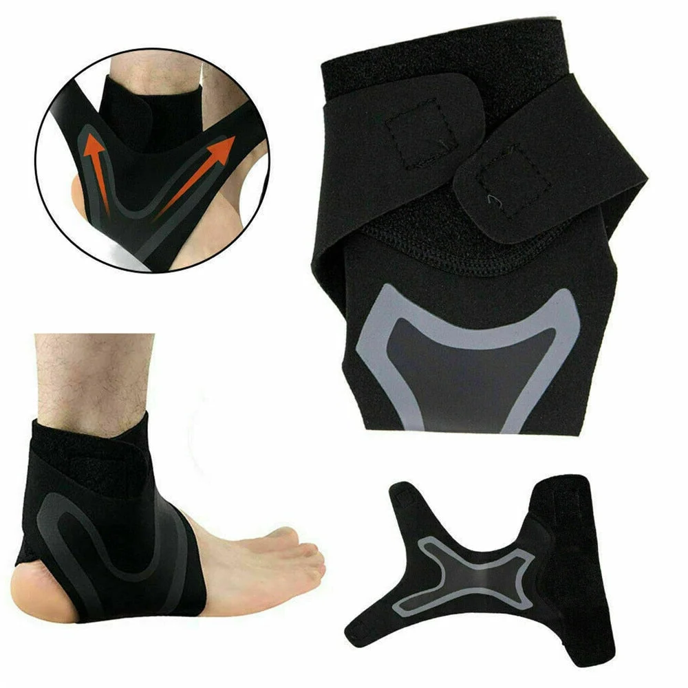 Black ankle support for men & women, offering excellent compression for sprain recovery & pain relief.