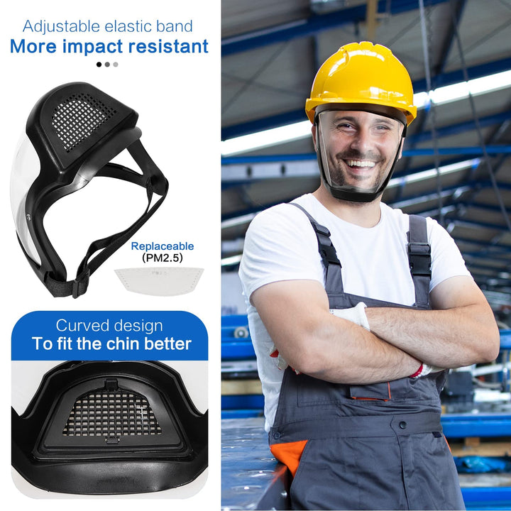 Superior protection full face shield. Anti-fog clear visor, reusable safety mask for splash and dust.