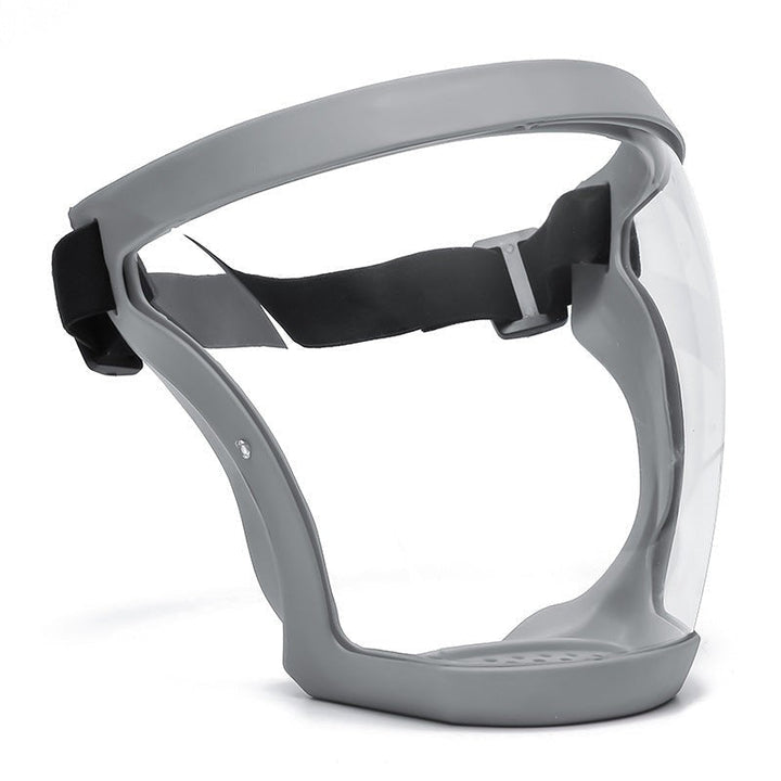 Work safety full face shield. Anti-fog, clear visor offers reusable splash guard and dust protection PPE.