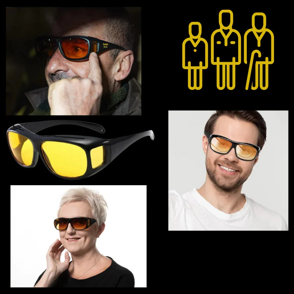 Enhance driving safety with these polarized night vision glasses, universal fit for all.