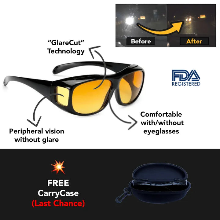 Comfortable unisex anti-glare glasses for night driving, effectively reducing headlight glare for clearer vision.