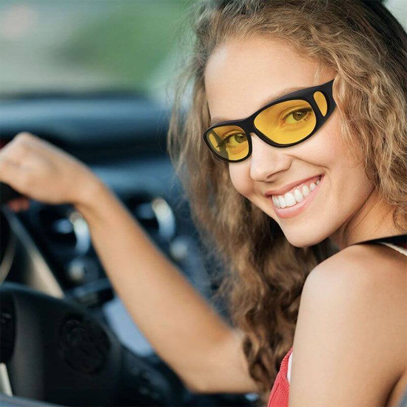 Anti-glare overspecs for night driving, offering UV protection and improved vision in dim light.