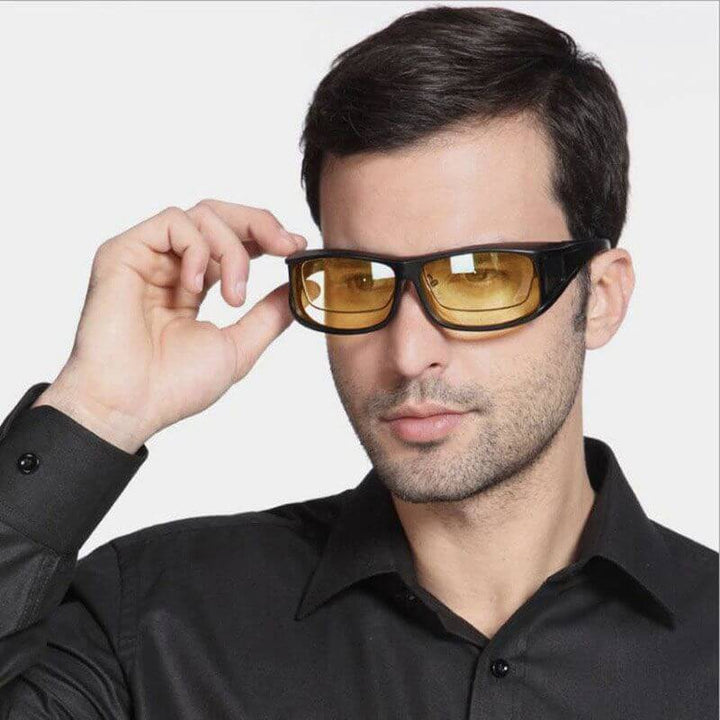 Unisex anti-glare driving glasses, polarized for night vision and enhanced road safety.