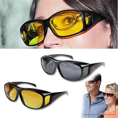 Polarized night vision driving glasses with anti-glare technology for optimal road visibility.