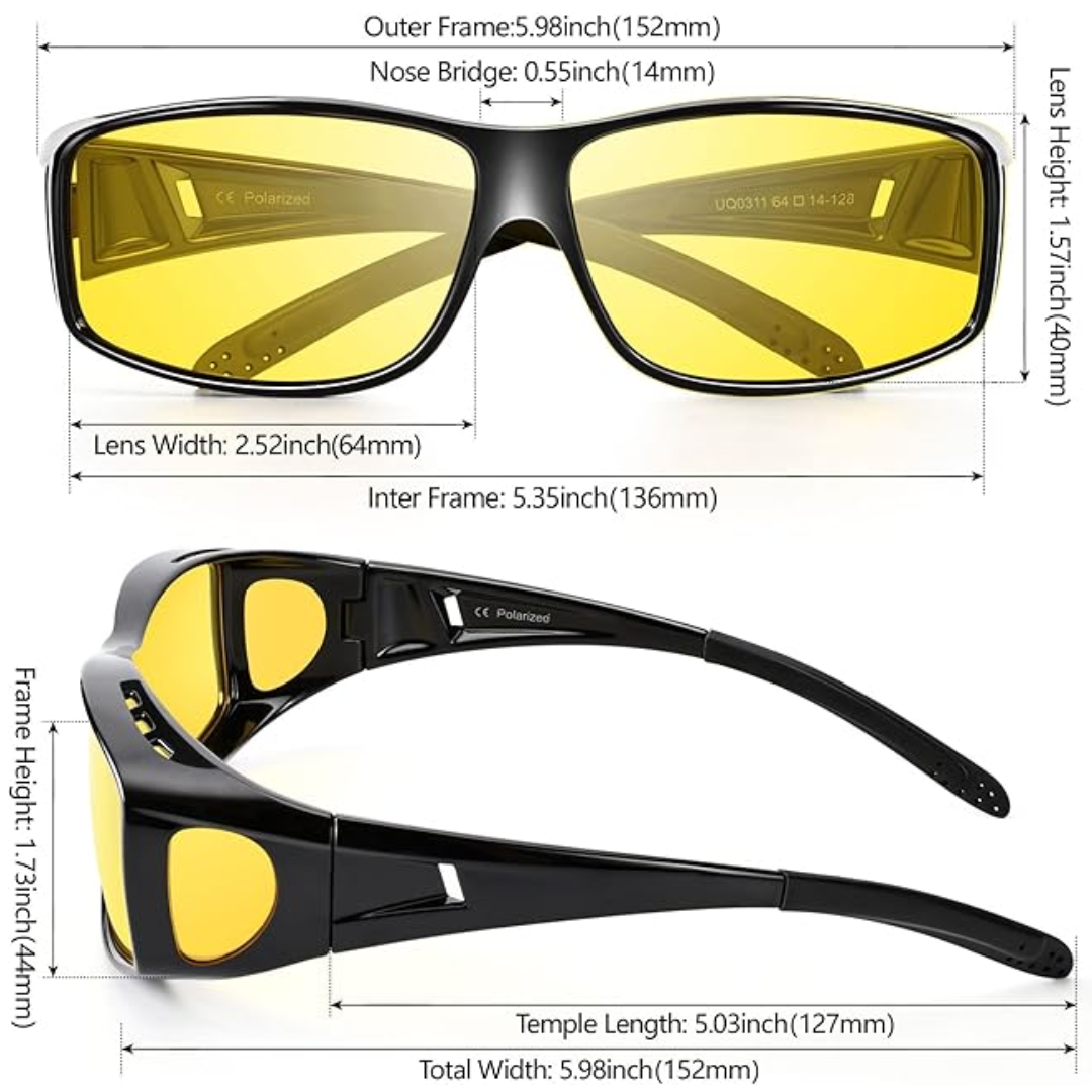 Unisex eyewear: anti-glare polarized night driving glasses, reduces eye strain