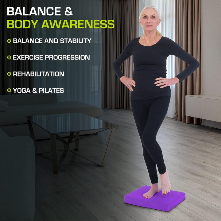 Anti-slip mat designed for balance training, physical therapy, yoga poses, and fitness routines.