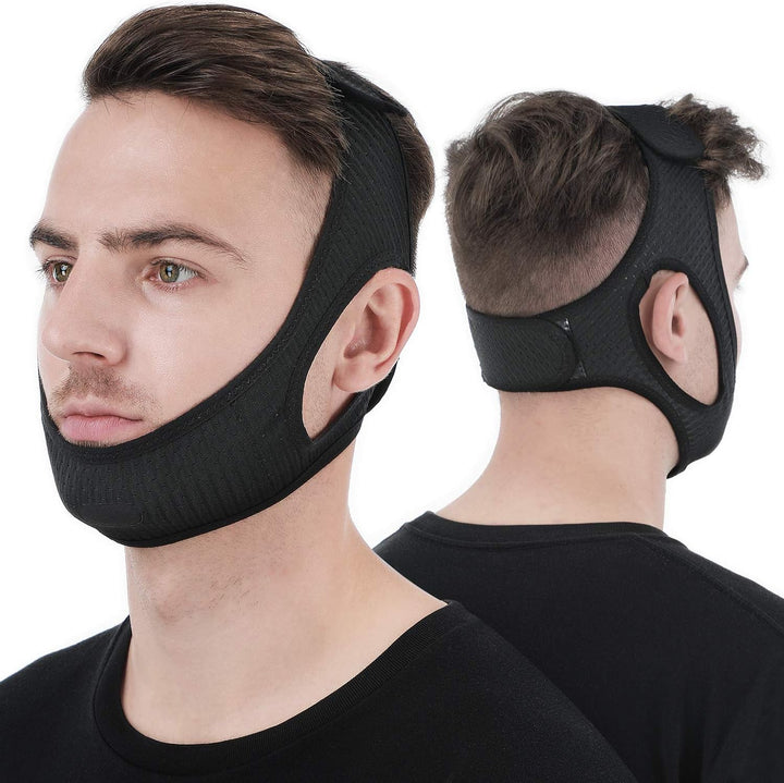 Unisex Anti-Snore Chin Strap by DreamQuiet for peaceful sleep. Adjustable & comfortable snoring solution.