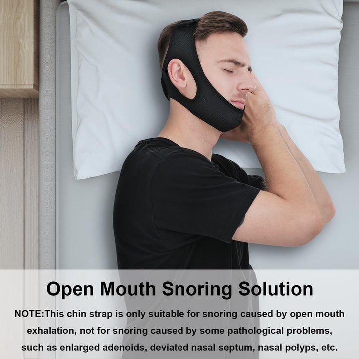 Comfortable & adjustable DreamQuiet anti-snore chin strap. Soft fabric sleep aid for a peaceful, healthy sleep.