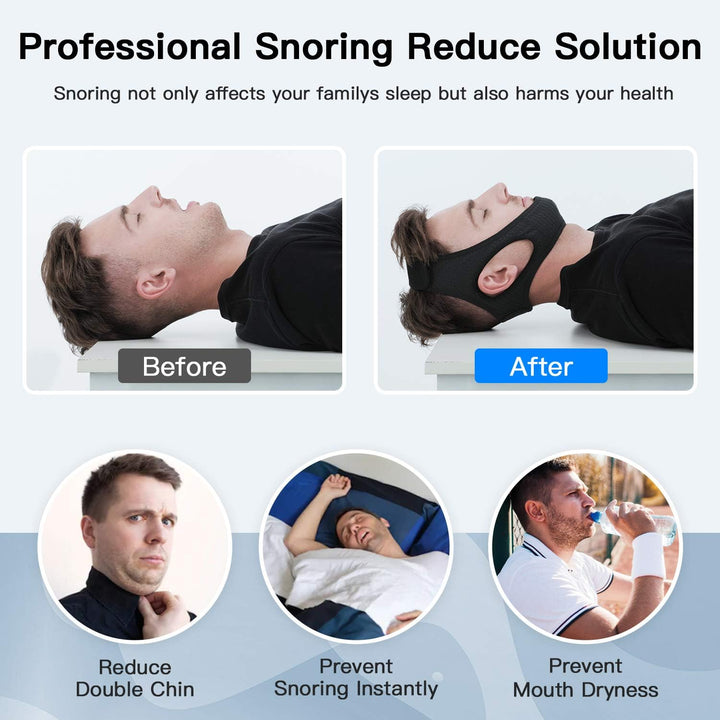 DreamQuiet Anti-Snore Chin Strap ensures peaceful sleep. Effective, comfortable, and adjustable snoring solution.