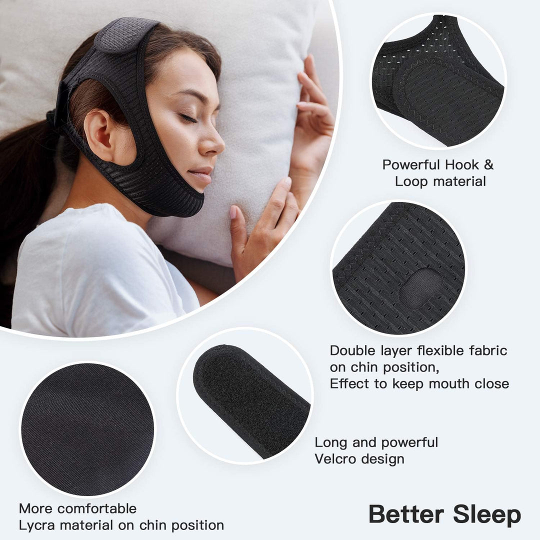 DreamQuiet anti-snore chin strap for improved health & wellness. Comfortable, adjustable sleep aid for snoring solution.
