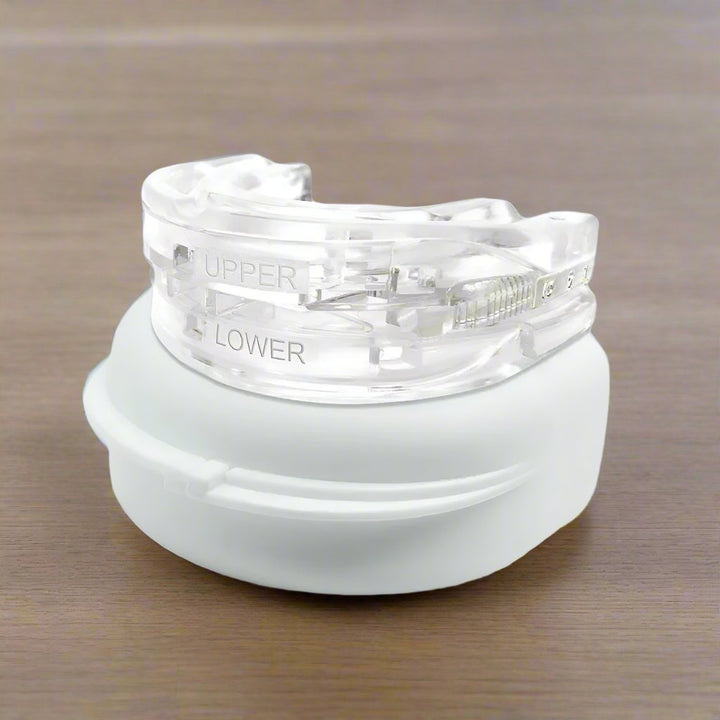 Achieve quiet, restful sleep & protect teeth from grinding with this comfortable anti-snore mouthguard. Medical grade.