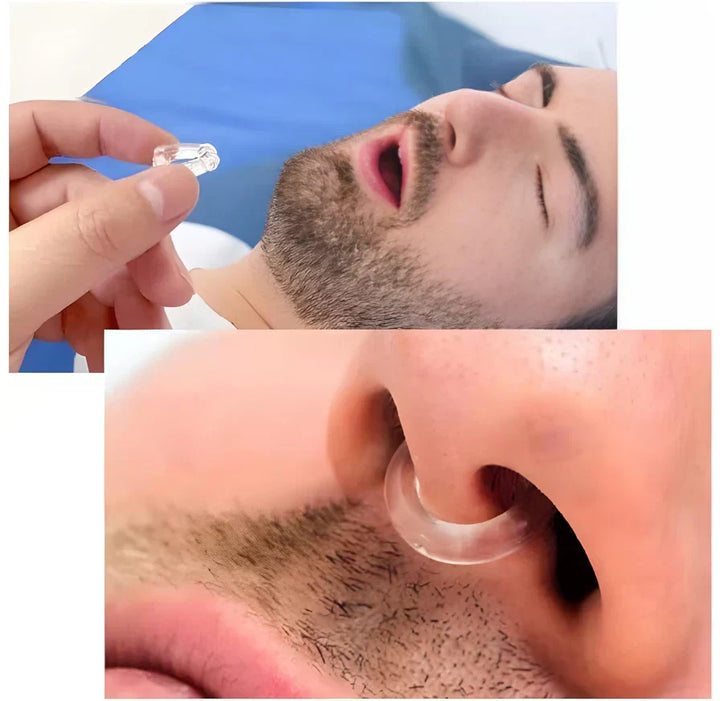 Comfortable anti-snore nose clip with soft silicone, providing peaceful sleep & breathing support.