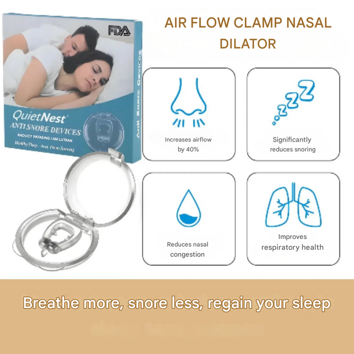 Reusable anti-snoring nose clip. Travel-friendly sleep aid for quiet nights & improved breathing.