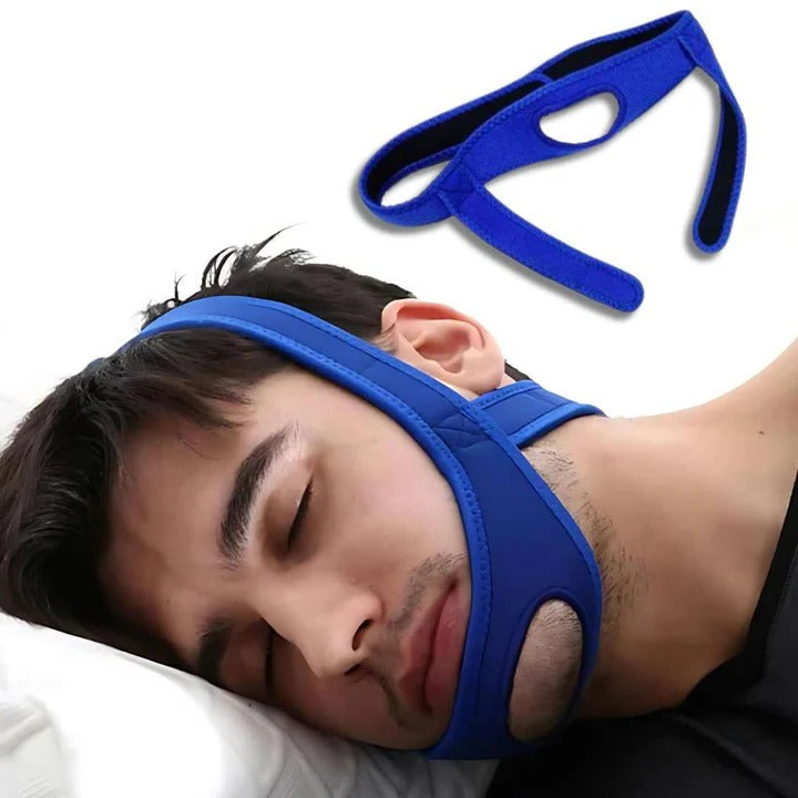 Unisex anti-snoring chin strap for sleep apnea relief. Comfortable, adjustable support for restful night use.