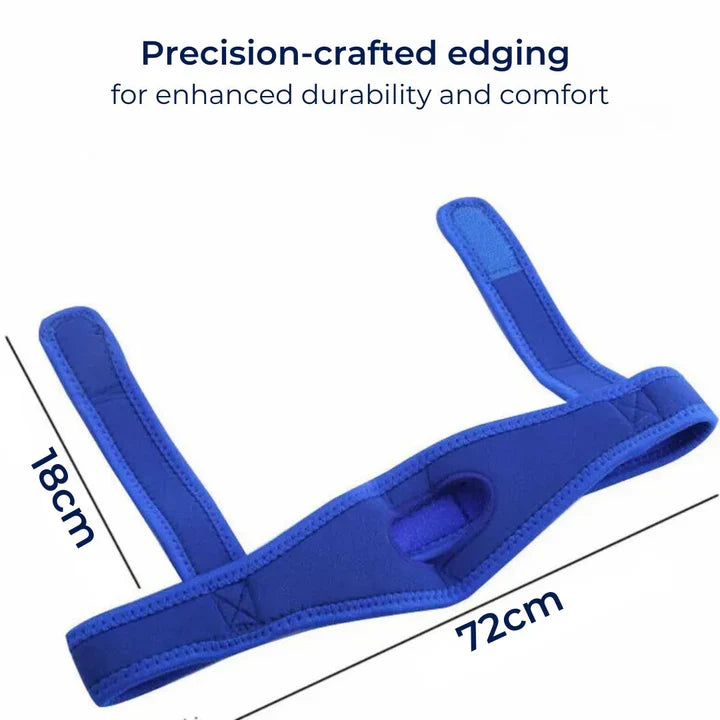 Unisex sleep aid chin strap for snoring relief. Comfortable design supports jaw for peaceful sleep apnea management.