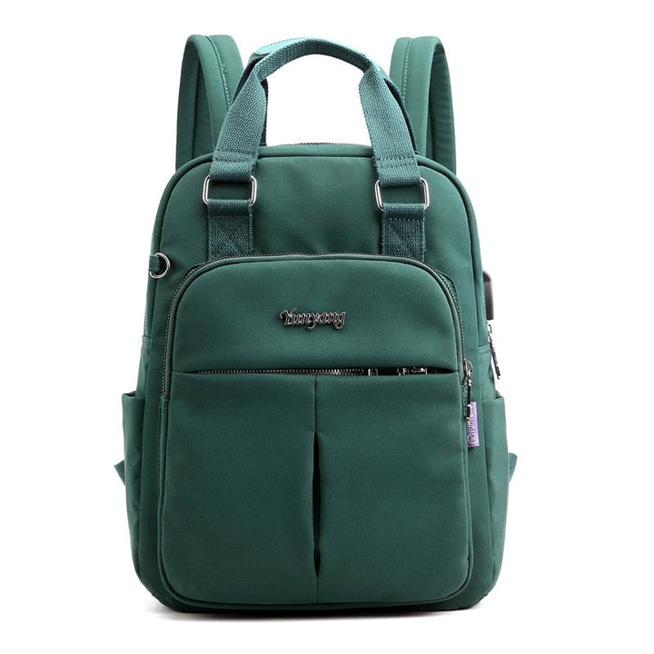 Back view of the ergonomic anti-theft backpack, ideal for secure travel & comfortable daily use.