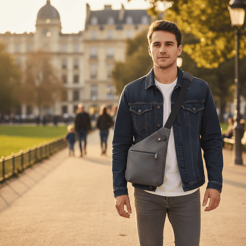 Secure anti-theft crossbody bag with RFID blocking for safe travel & peace of mind.