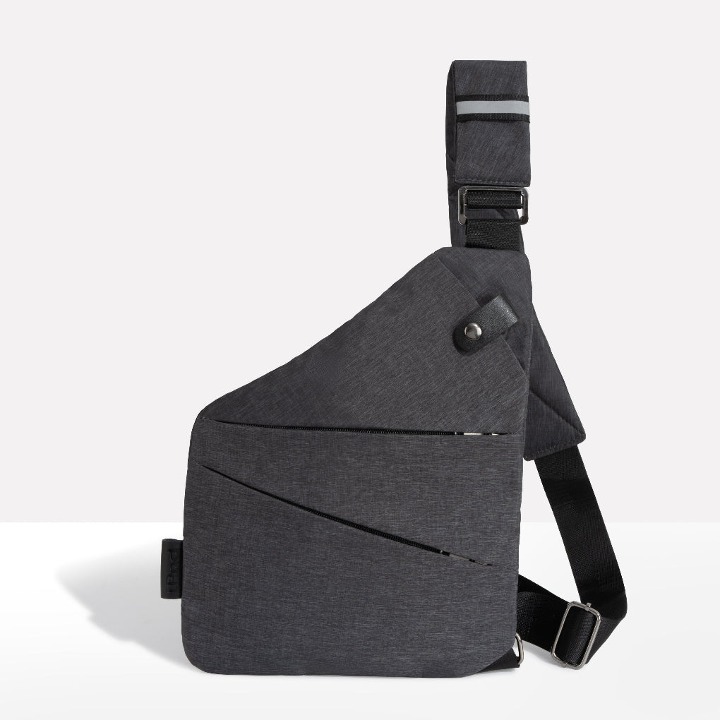 Unisex anti-theft sling bag, sleek black design, perfect for secure daily travel & essentials.