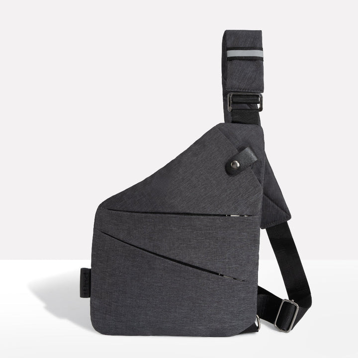 Unisex anti-theft sling bag, sleek black design, perfect for secure daily travel & essentials.