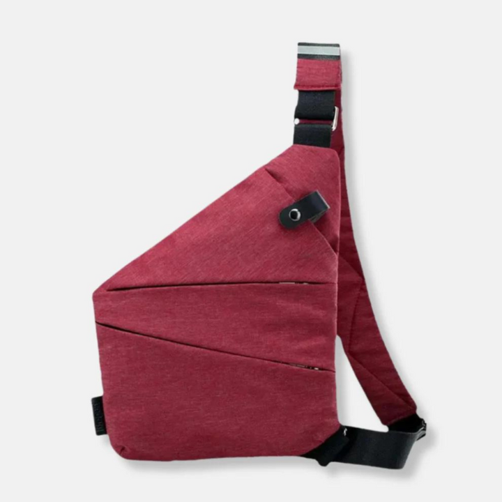 Organized anti-theft sling bag for commuters, designed with multiple secure compartments.