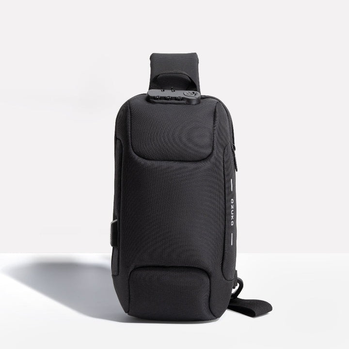 Unisex anti-theft sling bag with USB charging port. Perfect for travel & daily commute, secure storage.